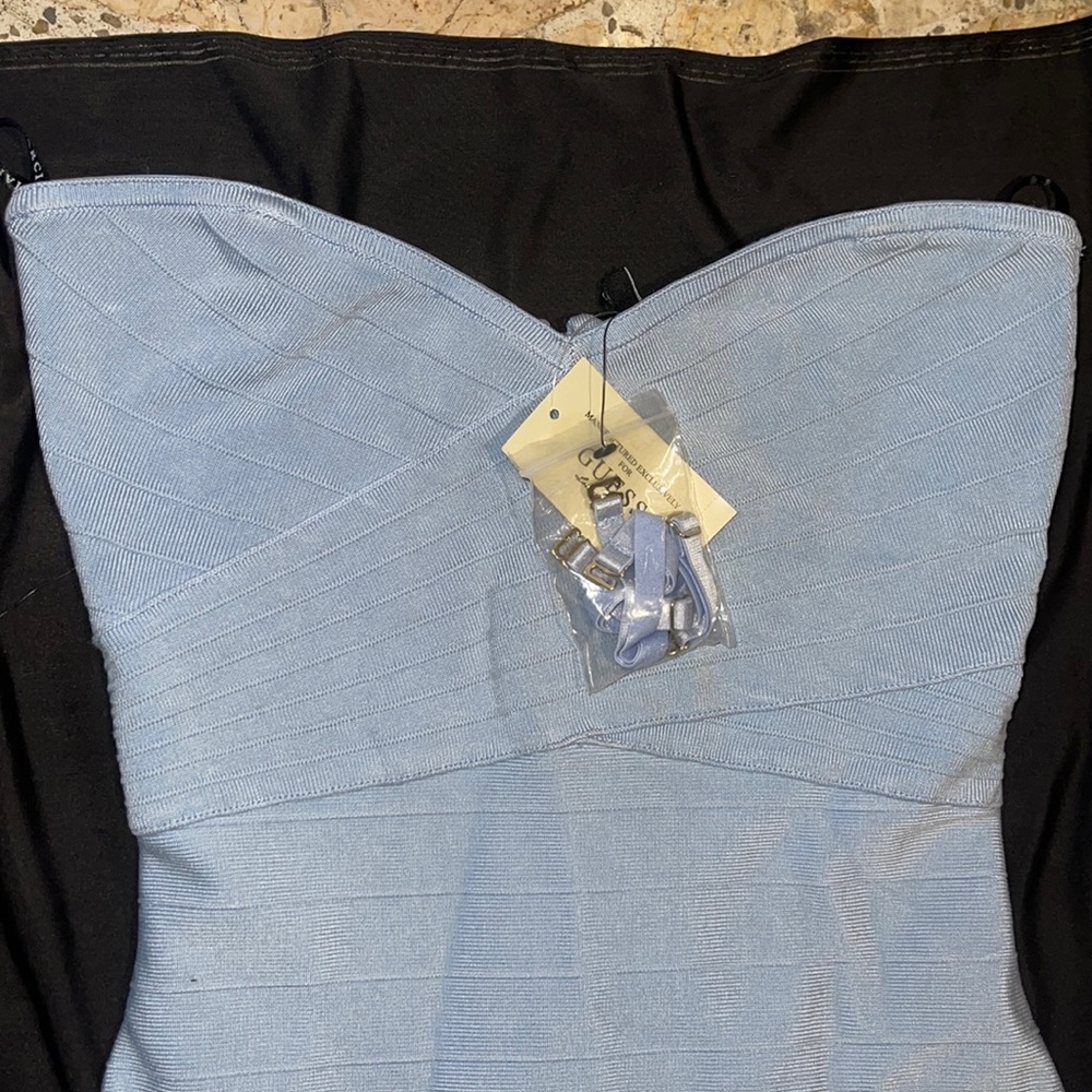 New Marciano With Love BANDAGE Long Gown Baby Blue Bodycon M - Picture 3 of 15